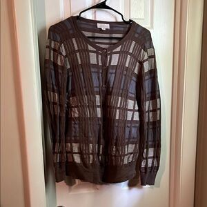 LOFT Chocolate and Sky Striped Knit